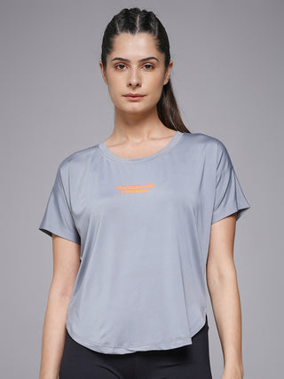 MKH Women Grey Signature Contemporary Printed T-Shirt