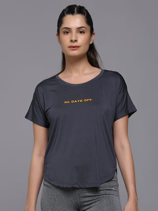 MKH Women Grey Contemporary Statement Typography Casual T-Shirt