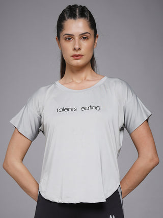 MKH Women Grey Streetwear Graphic Printed Casual T-Shirt