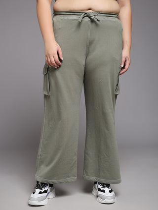 MKH Women Plus Size Green Comfortable Track Pants
