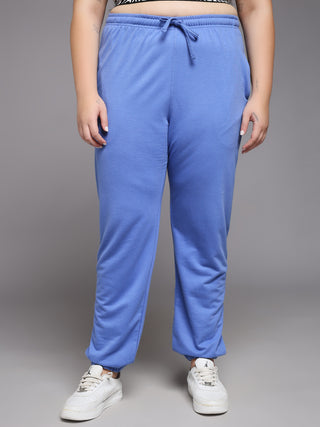 MKH Women Plus Size Blue Gym Track Pants