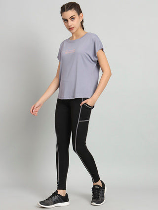 MKH Women Lavender Slim Fit Dri-Fit T-Shirt