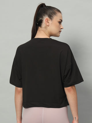 MKH Women Black Flexible Sports T-Shirt for Outdoor Training