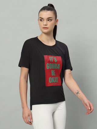 MKH Women Black Breathable Daily Activity T-Shirt for Gym Wear