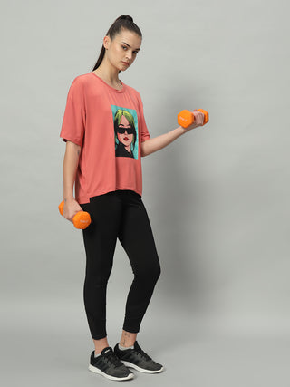 MKH Women Pink Breathable Gym Wear T-Shirt for Workout Sessions