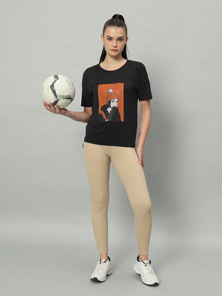 MKH Women Black Breathable Running T-Shirt for Outdoor Workouts