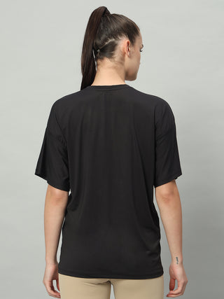 MKH Women Black Breathable Workout T-Shirt for Daily Fitness