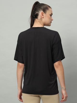 MKH Women Black Flexible Running T-Shirt for Gym and Training