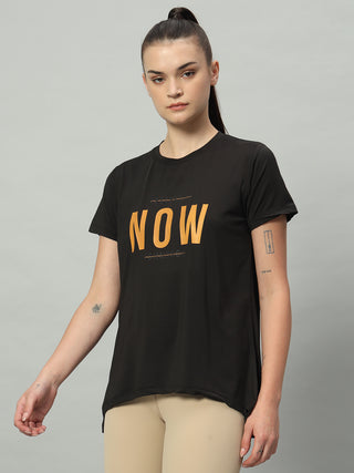MKH Women Black Lightweight Gym Wear T-Shirt for Daily Activity