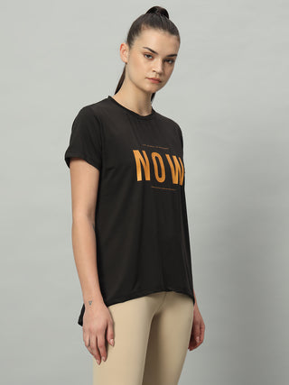 MKH Women Black Lightweight Gym Wear T-Shirt for Daily Activity