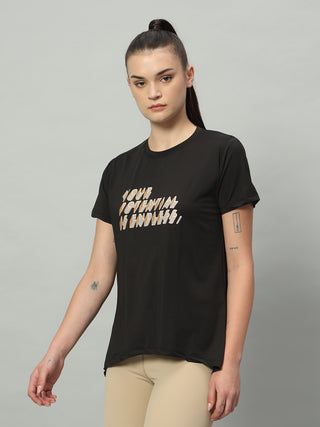 MKH Women Black Breathable Outdoor Fitness T-Shirt for Training