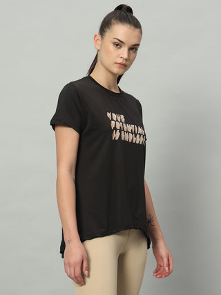 MKH Women Black Breathable Outdoor Fitness T-Shirt for Training