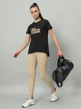 MKH Women Black Breathable Outdoor Fitness T-Shirt for Training