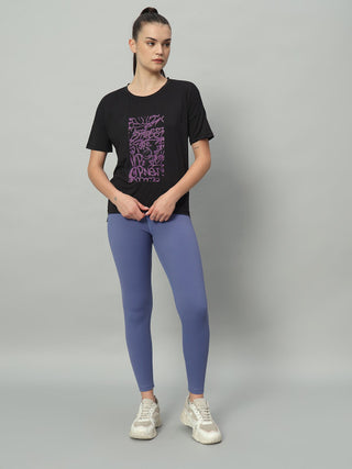 MKH Women Black Comfortable Activity T-Shirt for Daily Fitness