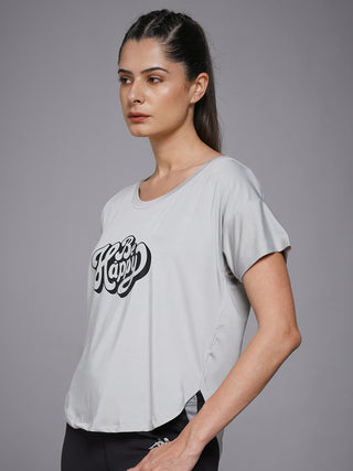MKH Women Grey Daily Wear Modern Typography Graphic T-Shirt
