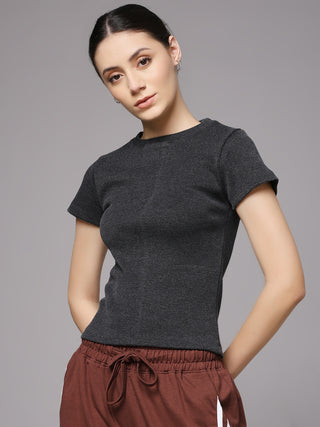 MKH Anthra Fitted Rib Structure T-Shirt