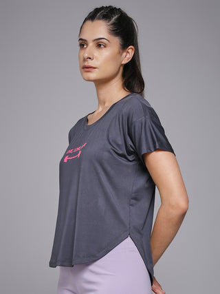 MKH Dark Grey Women FlexCore Active Gym T-Shirt