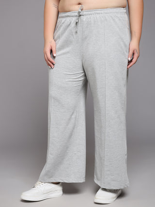 MKH Women Plus Size Grey Wide Leg Workout Pants