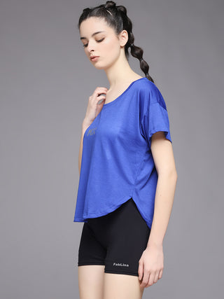 MKH Women Blue Soft Comfort Gym Wear T-Shirt for Daily Activity