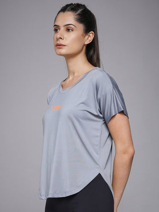 MKH Women Grey Signature Contemporary Printed T-Shirt