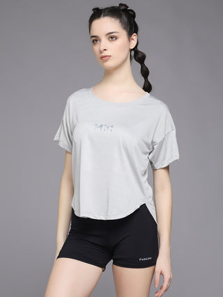 MKH Women Grey Breathable Gym Workout T-Shirt for Daily Activity