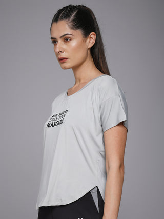 MKH Women Grey Fashion Statement Typography Casual T-Shirt