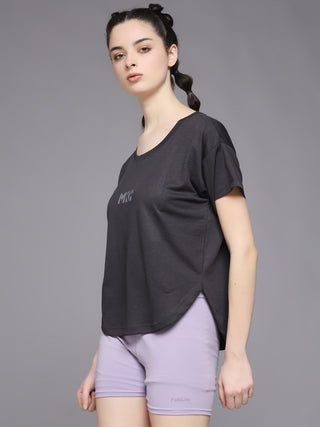 MKH Women Grey Breathable Sports T-Shirt for Gym and Activity