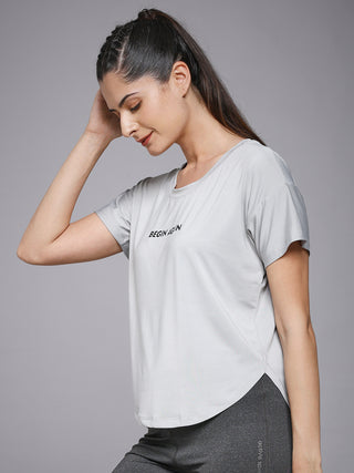 MKH Sand Grey Women AirPulse Breathable Workout Tee