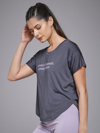 MKH Dark Grey Women AirSprint Running Fitness T-Shirt