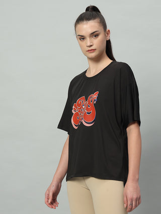 MKH Women Black Soft Comfort Fitness T-Shirt for Gym Training