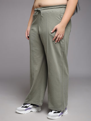 MKH Women Plus Size Green Travel Track Pants