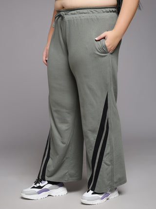 MKH Women Plus Size Green Workout Track Pants
