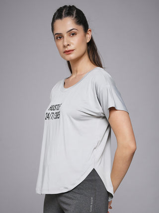 MKH Women Grey Weekend Everyday Comfort Printed T-Shirt