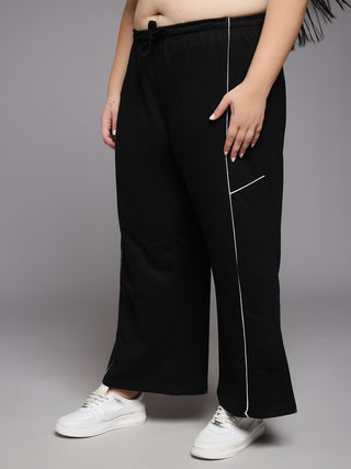 MKH Women Plus Size Black Stretchable Track Pants