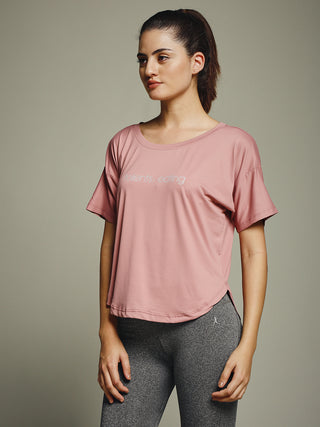 MKH Women Pink Minimal Urban Casual Printed T-Shirt