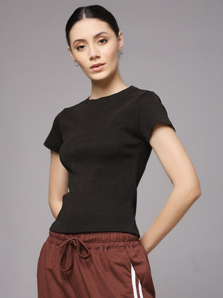 MKH Dark Olive Comfort Stretch Ribbed T-Shirt