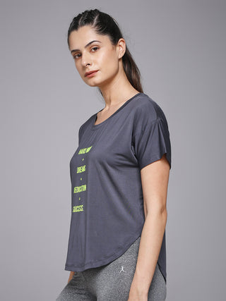 MKH Women Grey Weekend Contemporary Printed T-Shirt