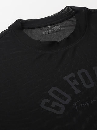 MKH Womens Oversized Black Mesh T Shirt