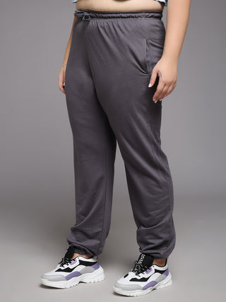MKH Women Plus Size Grey Flared Track Pants
