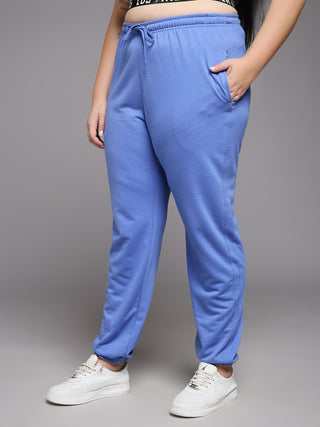 MKH Women Plus Size Blue Gym Track Pants