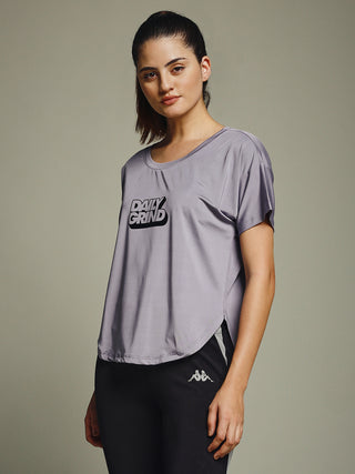 MKH Women Lavender Daily Wear Elevated Essentials Typography Printed Relaxed Fit T-Shirt