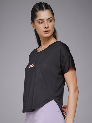 MKH Women Black Casual Lifestyle Typography T-Shirt