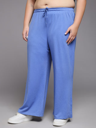 MKH Women Plus Size Blue Gym & Training Track Pants