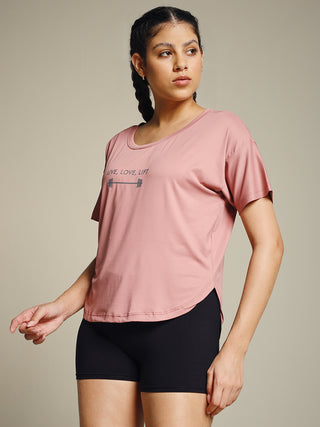 MKH Women Pink Comfort Everyday Comfort Printed T-Shirt
