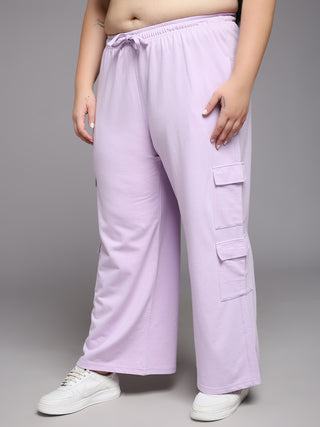 MKH Women Plus Size Purple High Waist Lounge Pants