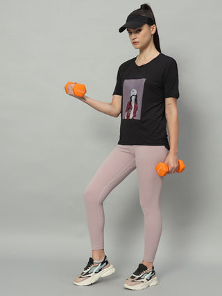MKH Women Black Comfortable Gym Wear T-Shirt for Activity