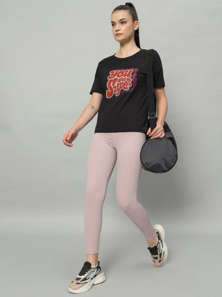 MKH Women Black Lightweight Sports T-Shirt for Running Activity