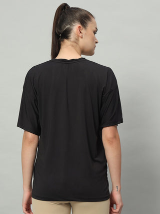 MKH Women Black Comfortable Outdoor Workout T-Shirt for Gym Use