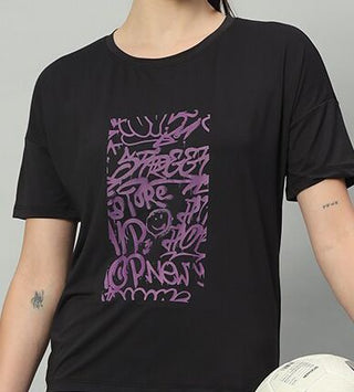 MKH Women Black Comfortable Activity T-Shirt for Daily Fitness