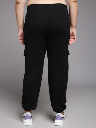 MKH Women Plus Size Black Relaxed Fit Athleisure Pants